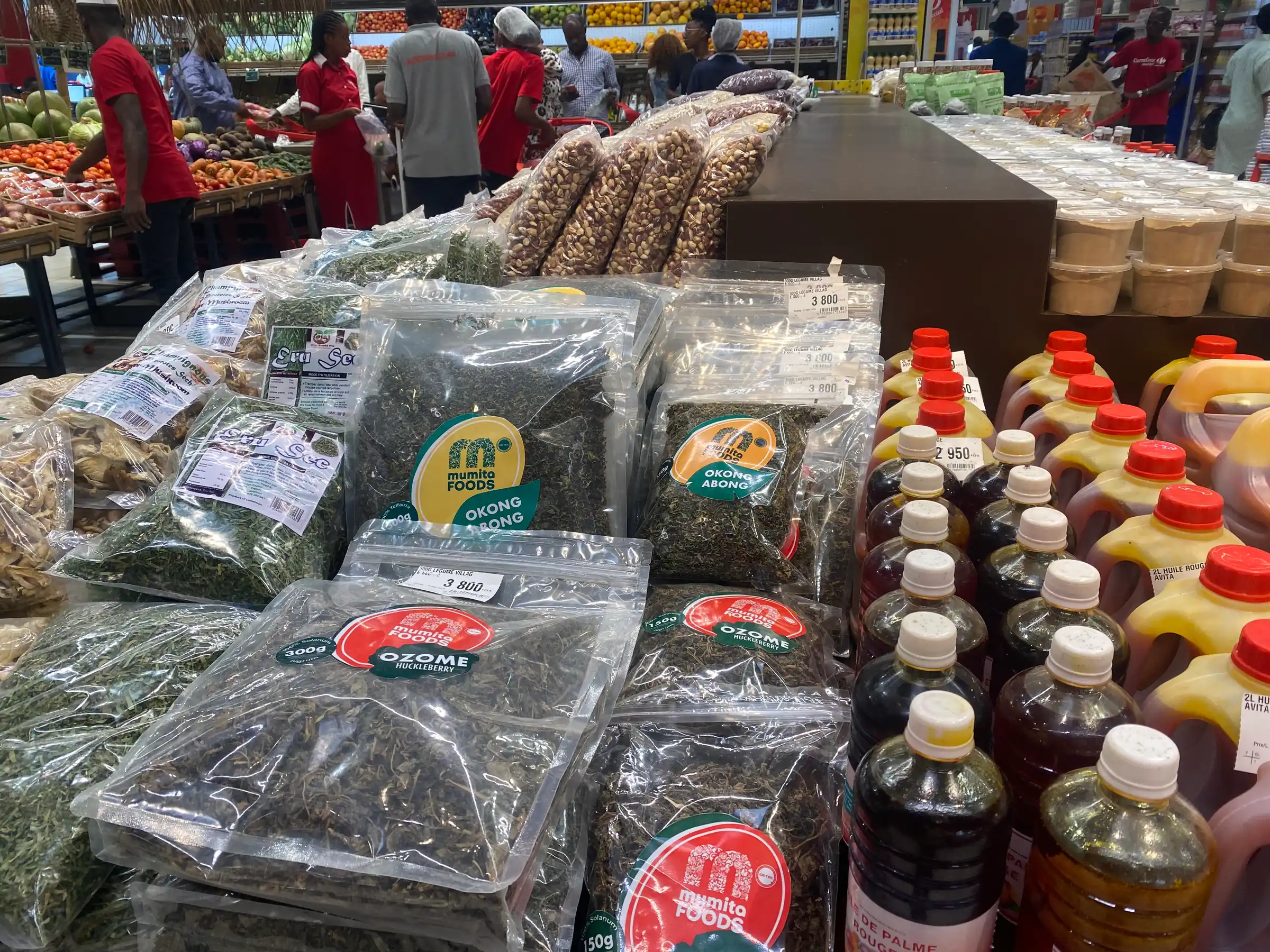Mumita Foods packs of dried vegetables on a supermarket display