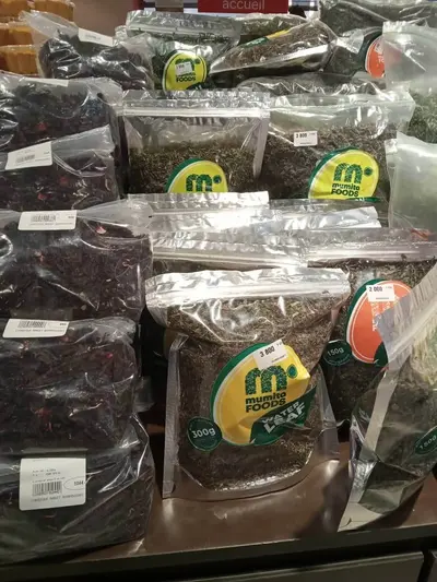 Mumita Foods packs of dried indigenous leaves