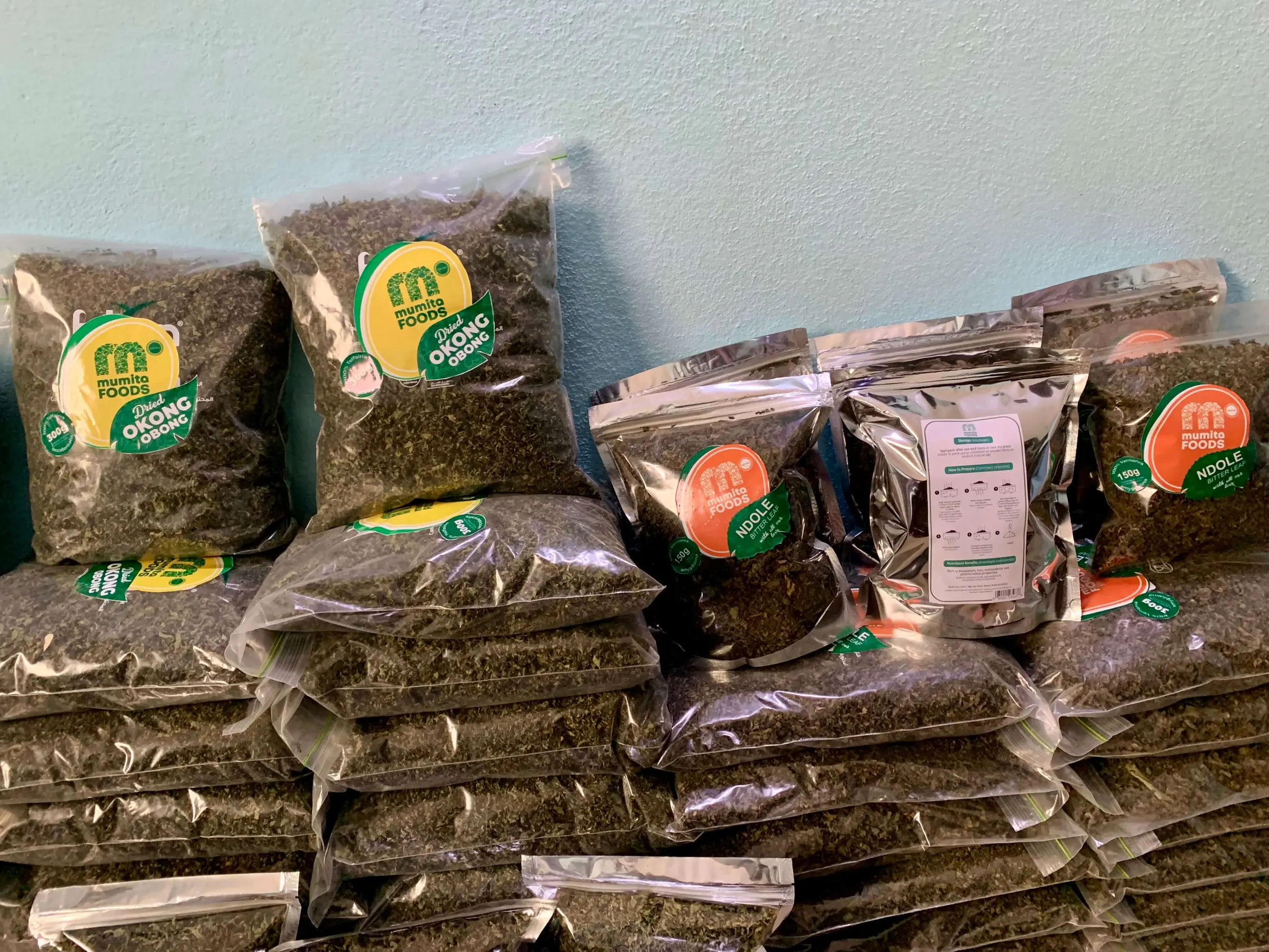 Mumita Foods packs of dried okong obong