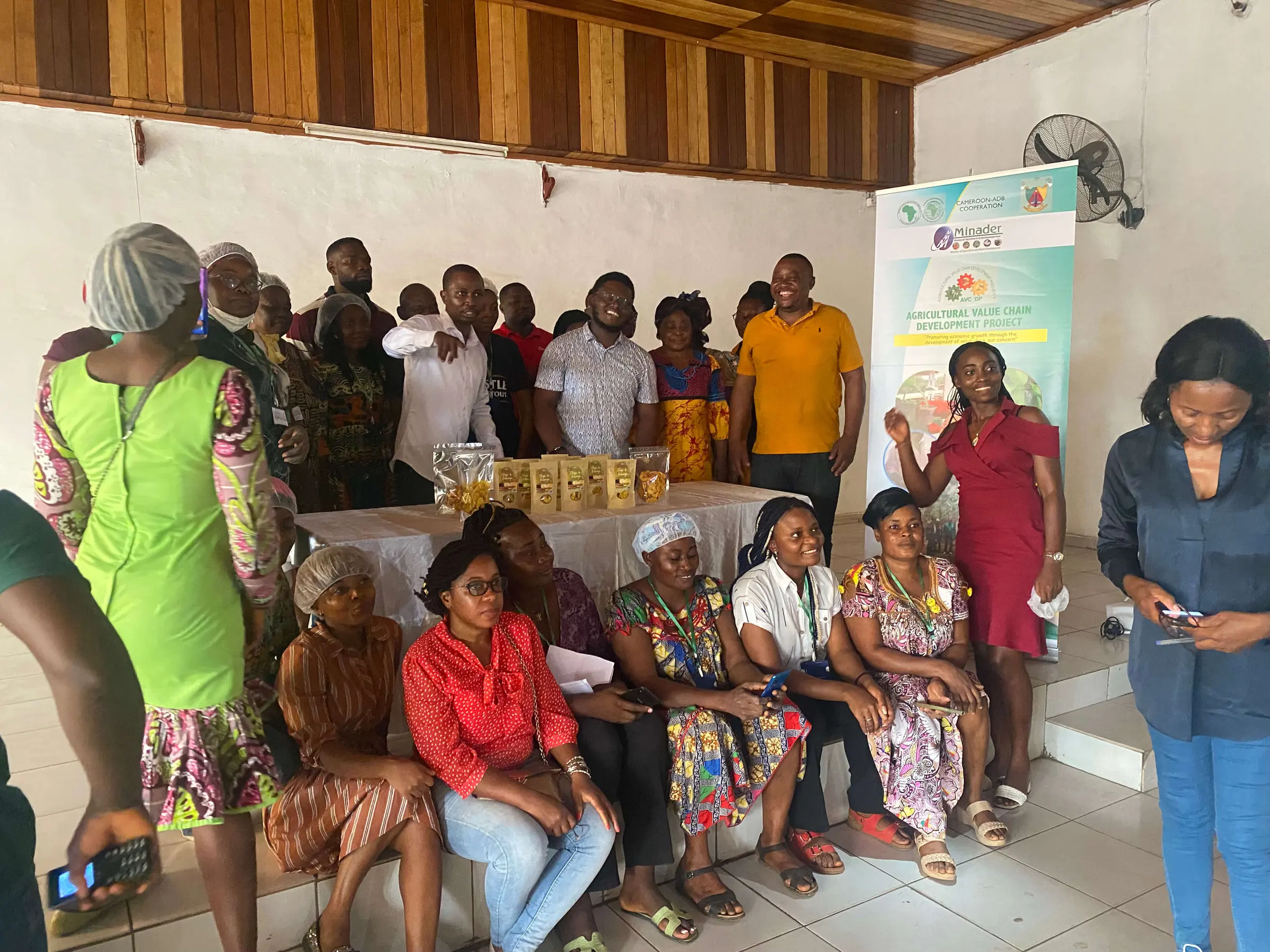 Trainees and trainers gathered after a food processing training session