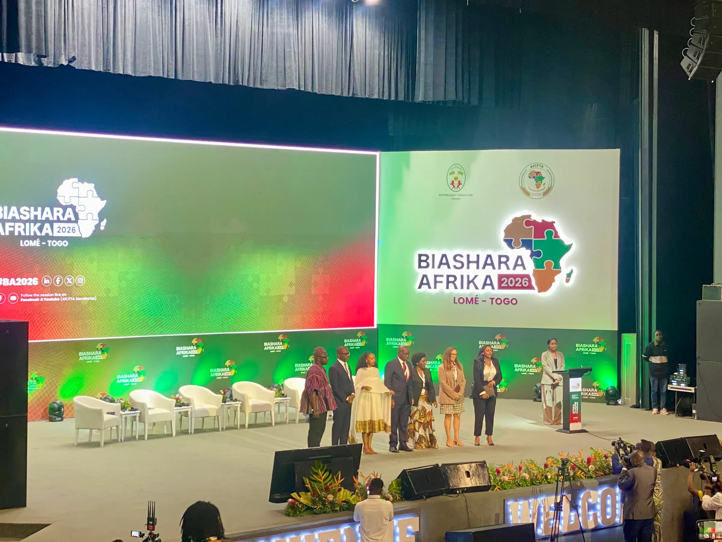 The main plenary stage at Biashara Afrika 2026 in Lomé